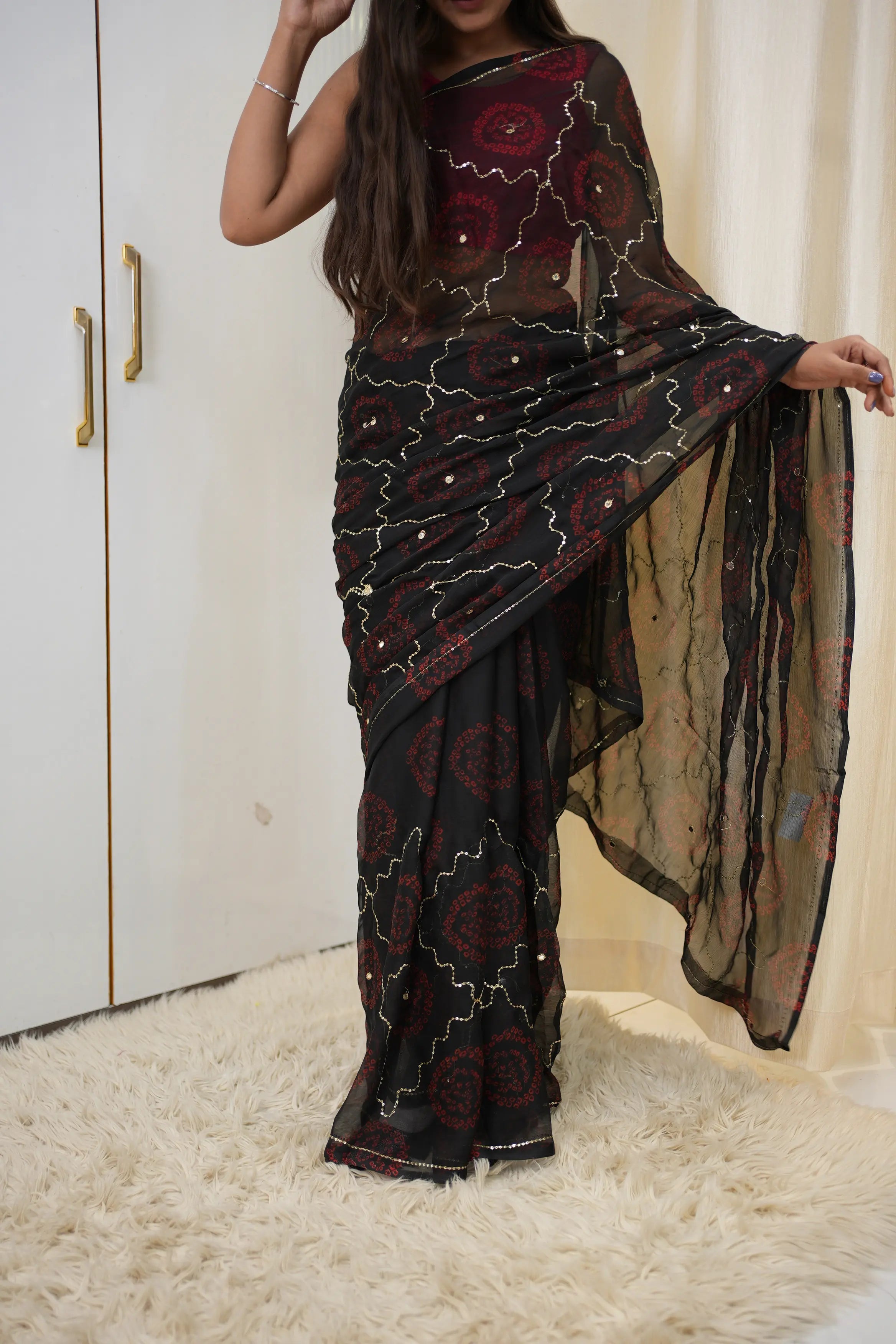 Bandhani Special Rajwadi Saree with Aari Tari Work