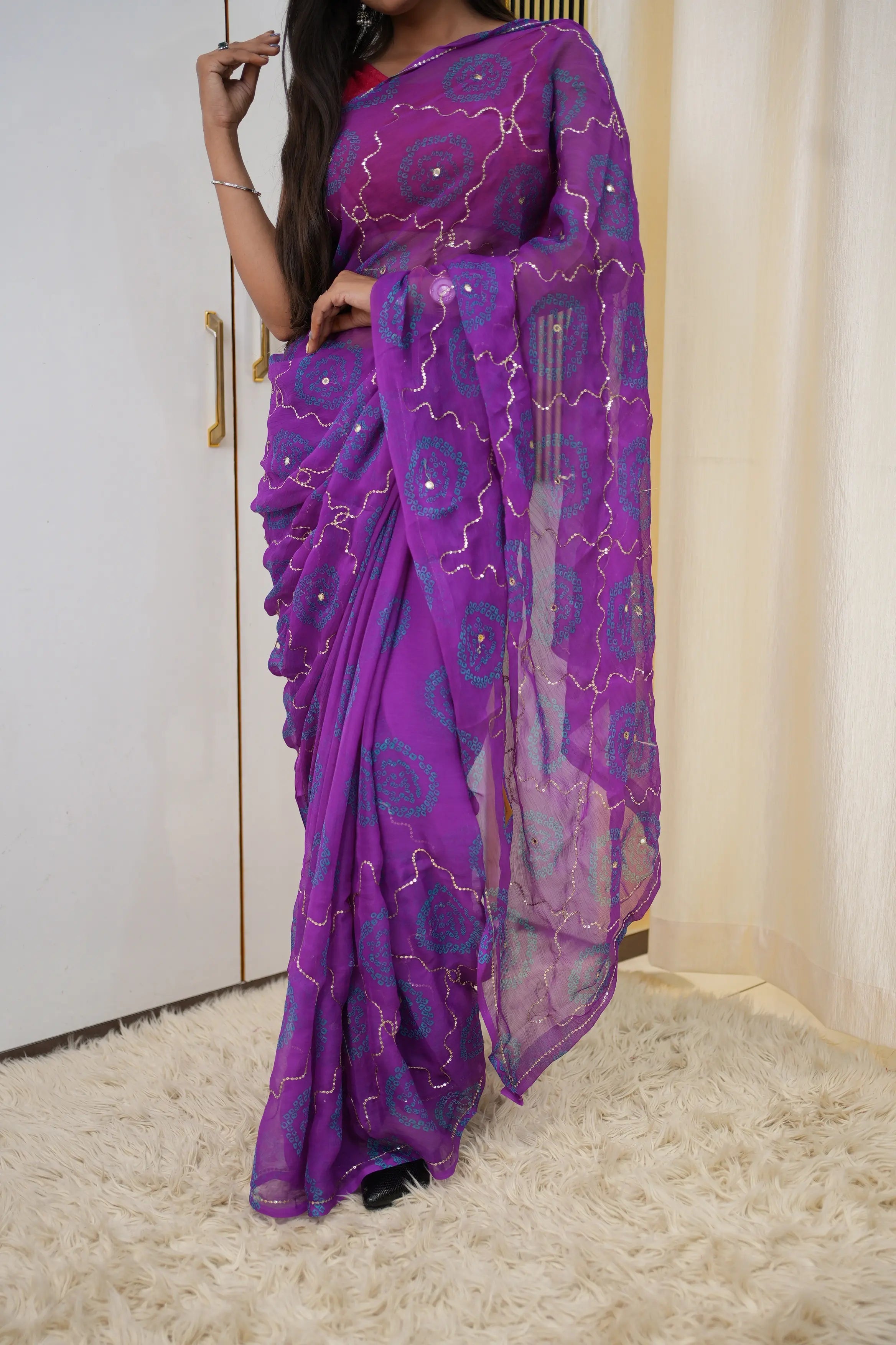 Bandhani Special Rajwadi Saree with Aari Tari Work