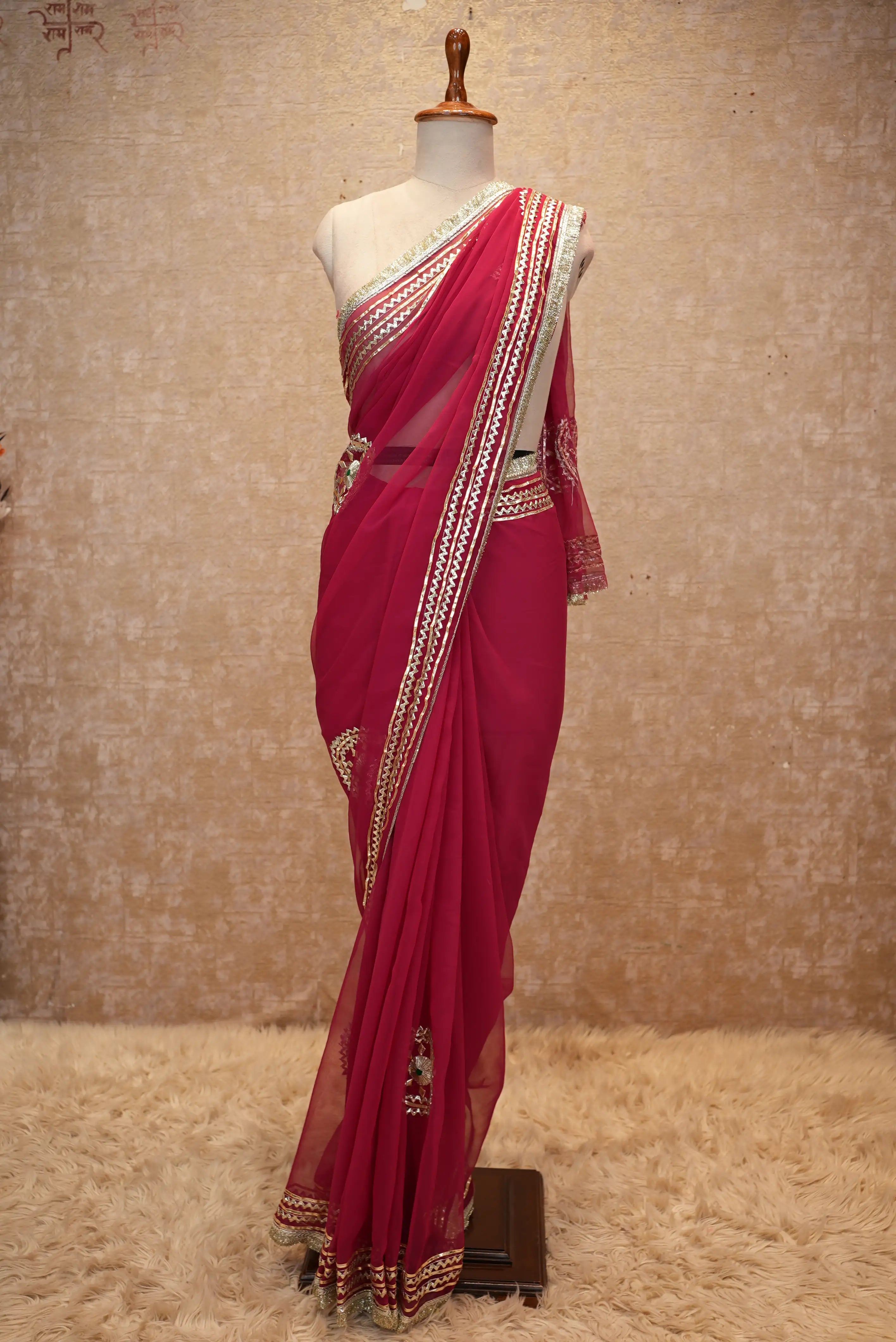 Elegant Kaccha Gota & Charki Gota Work Saree