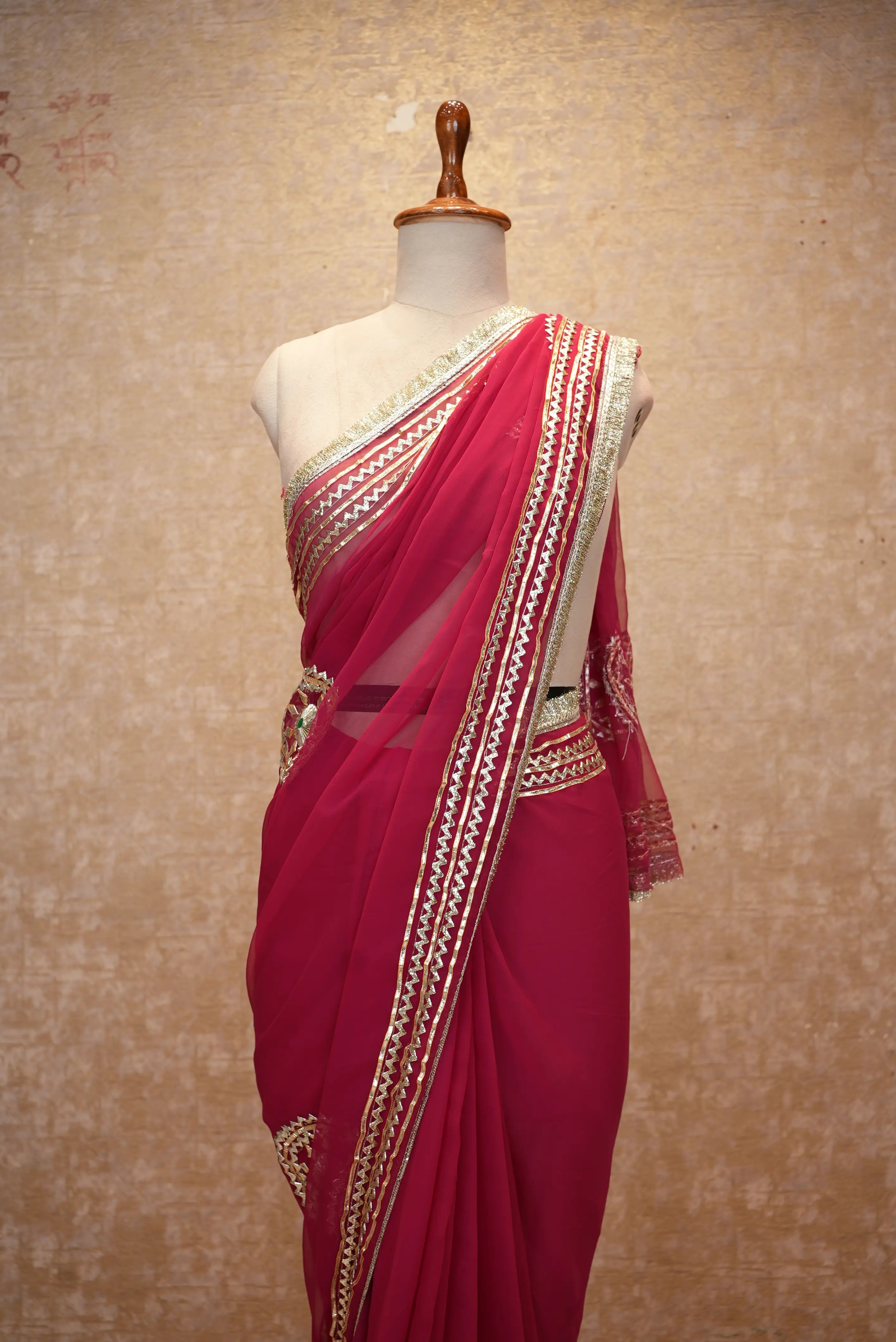 Elegant Kaccha Gota & Charki Gota Work Saree
