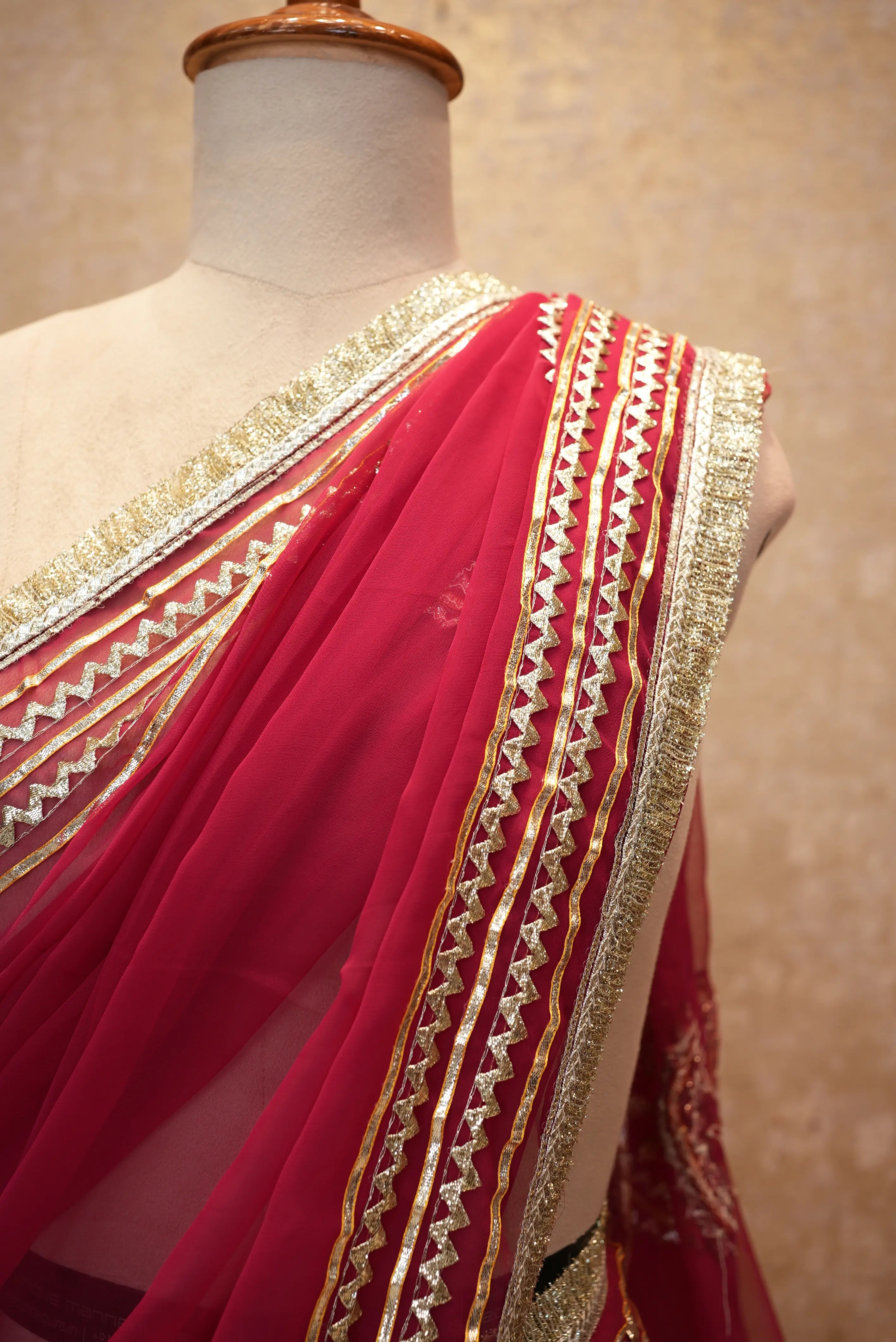 Elegant Kaccha Gota & Charki Gota Work Saree