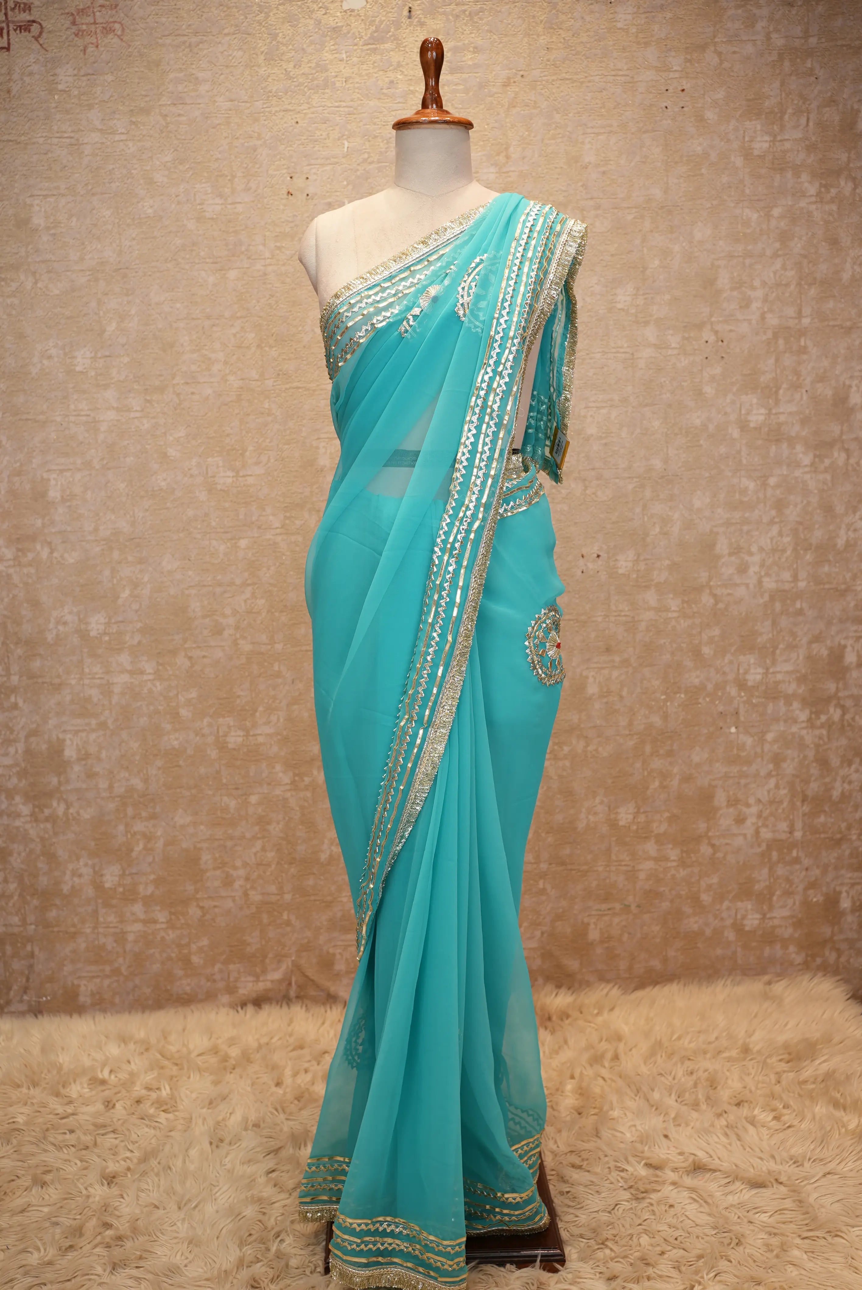 Elegant Kaccha Gota & Charki Gota Work Saree