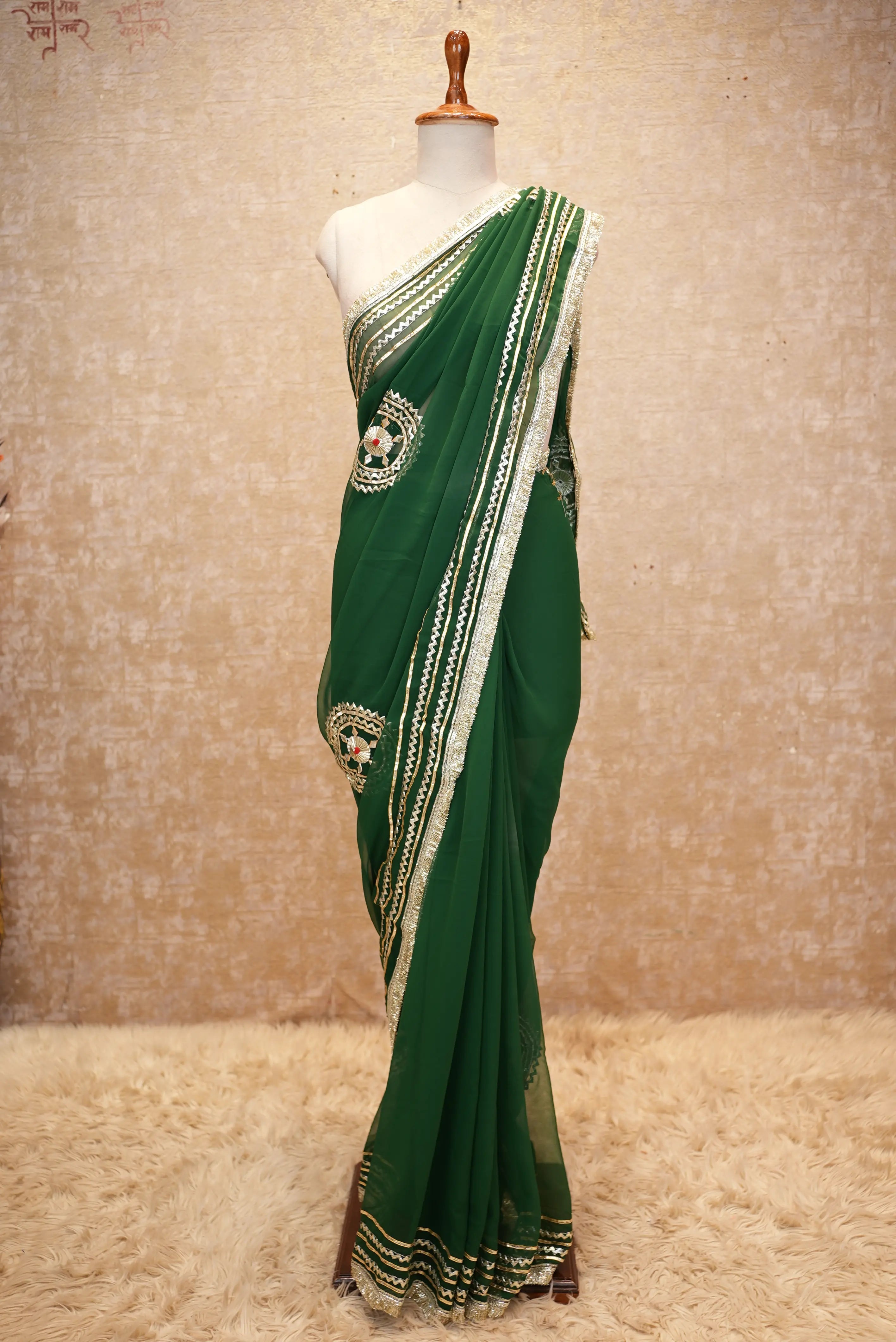 Elegant Kaccha Gota & Charki Gota Work Saree