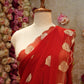 ROYAL GEORGETTE FABRIC BLOOD RED COLOUR SAREE WITH AARI TARI WORK (WITH BLOUSE) ##SR597