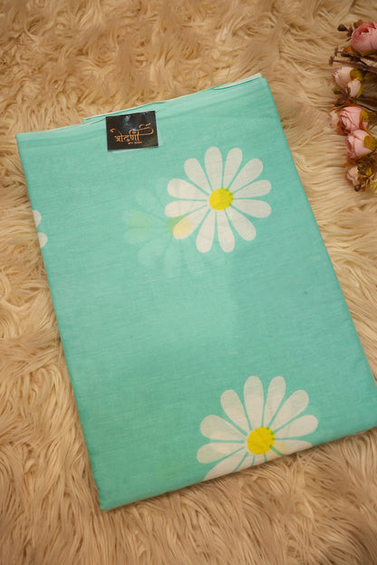 MAL COTTON FABRIC SAREE WITH FLOWER PRINT DESIGN (WITH BLOUSE)   ##SR0304
