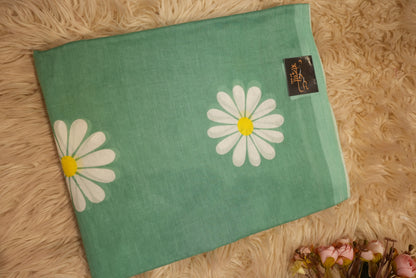 MAL COTTON FABRIC SAREE WITH FLOWER PRINT DESIGN (WITH BLOUSE)   ##SR0304
