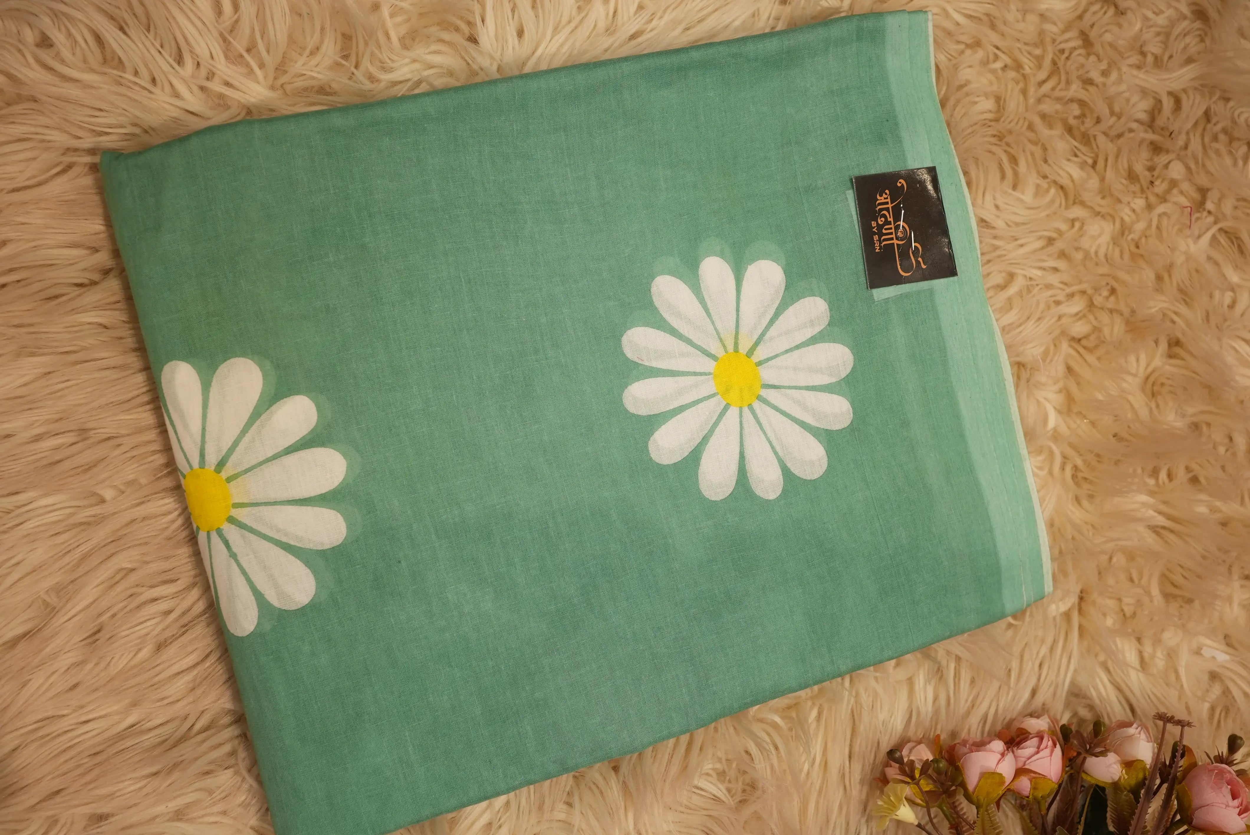 Mal Cotton Saree with Floral Print Design (With Blouse)