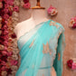 FIGURE PATTERN SAREE WITH SEQUENCE & CUTDANA WORK ON ROYAL GEORGETTE FABRIC (WITH BLOUSE) ##SR598