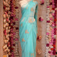 FIGURE PATTERN SAREE WITH SEQUENCE & CUTDANA WORK ON ROYAL GEORGETTE FABRIC (WITH BLOUSE) ##SR598