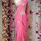 FIGURE PATTERN SAREE WITH SEQUENCE & CUTDANA WORK ON ROYAL GEORGETTE FABRIC (WITH BLOUSE) ##SR598