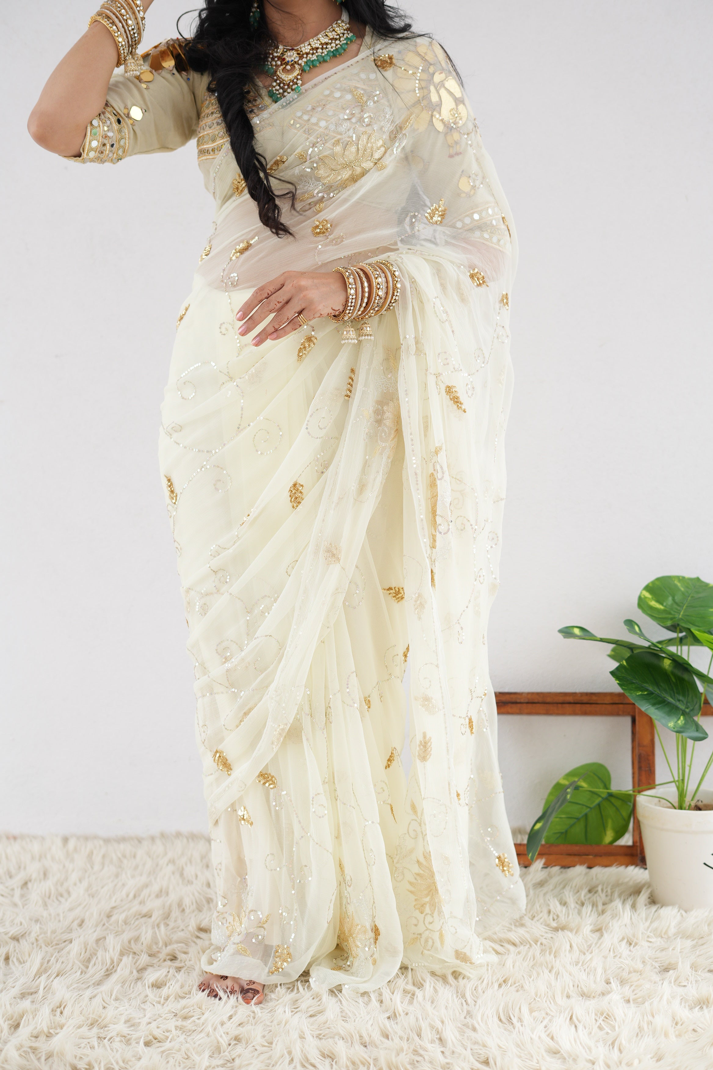 Pure Chiffon Vintage Handwork Saree