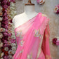 FIGURE PATTERN SAREE WITH SEQUENCE & CUTDANA WORK ON ROYAL GEORGETTE FABRIC (WITH BLOUSE) ##SR598