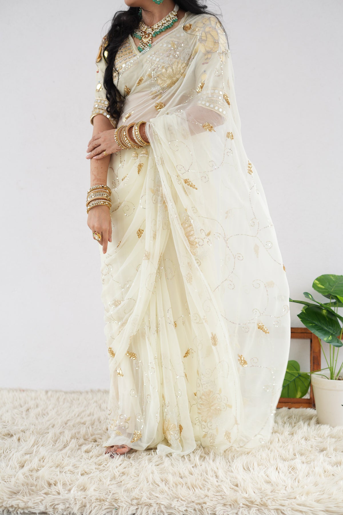 Pure Chiffon Vintage Handwork Saree