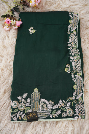 BORDER PATTERN SAREE WITH EMBROIDERY WORK (WITH BLOUSE)      ##SR0320