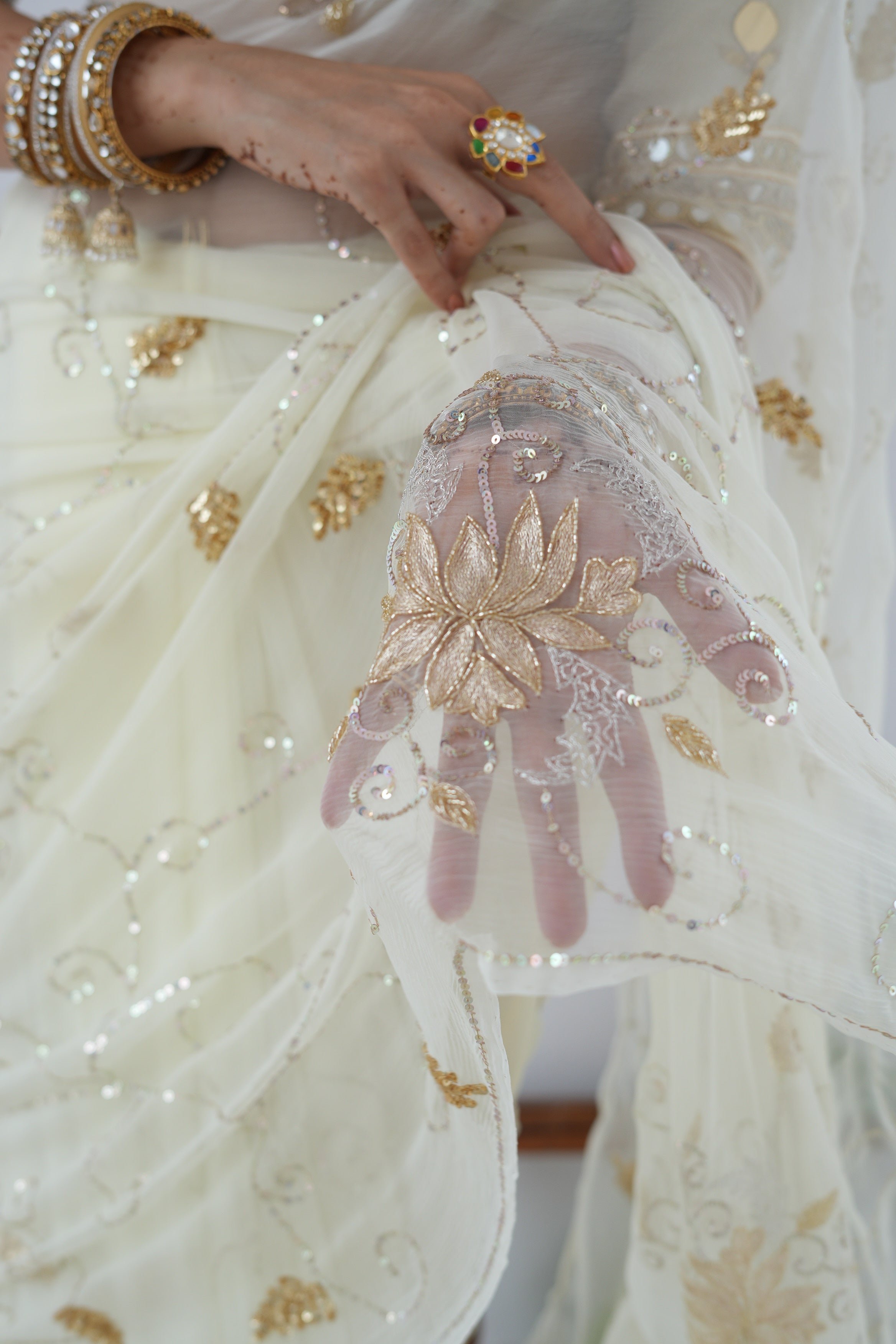 Pure Chiffon Vintage Handwork Saree
