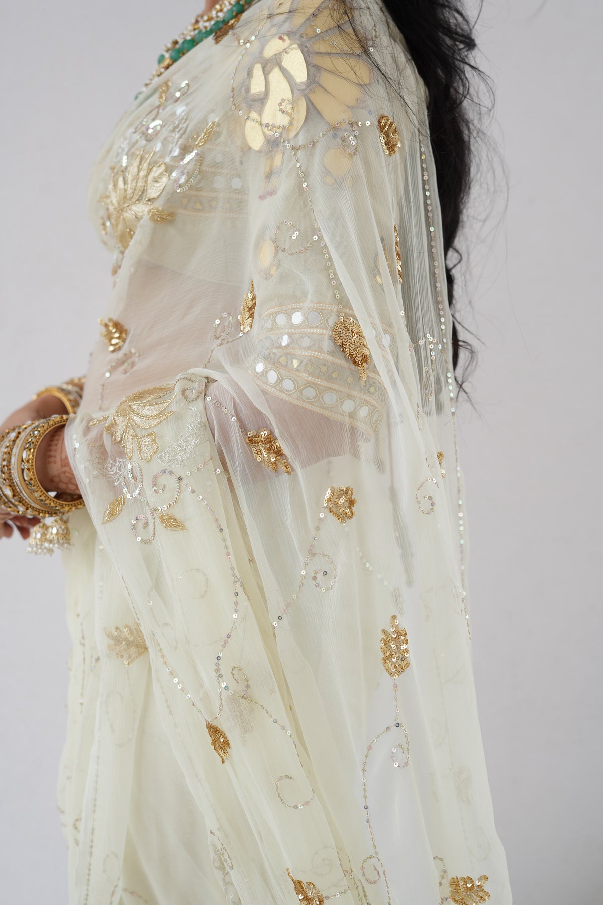 Pure Chiffon Vintage Handwork Saree