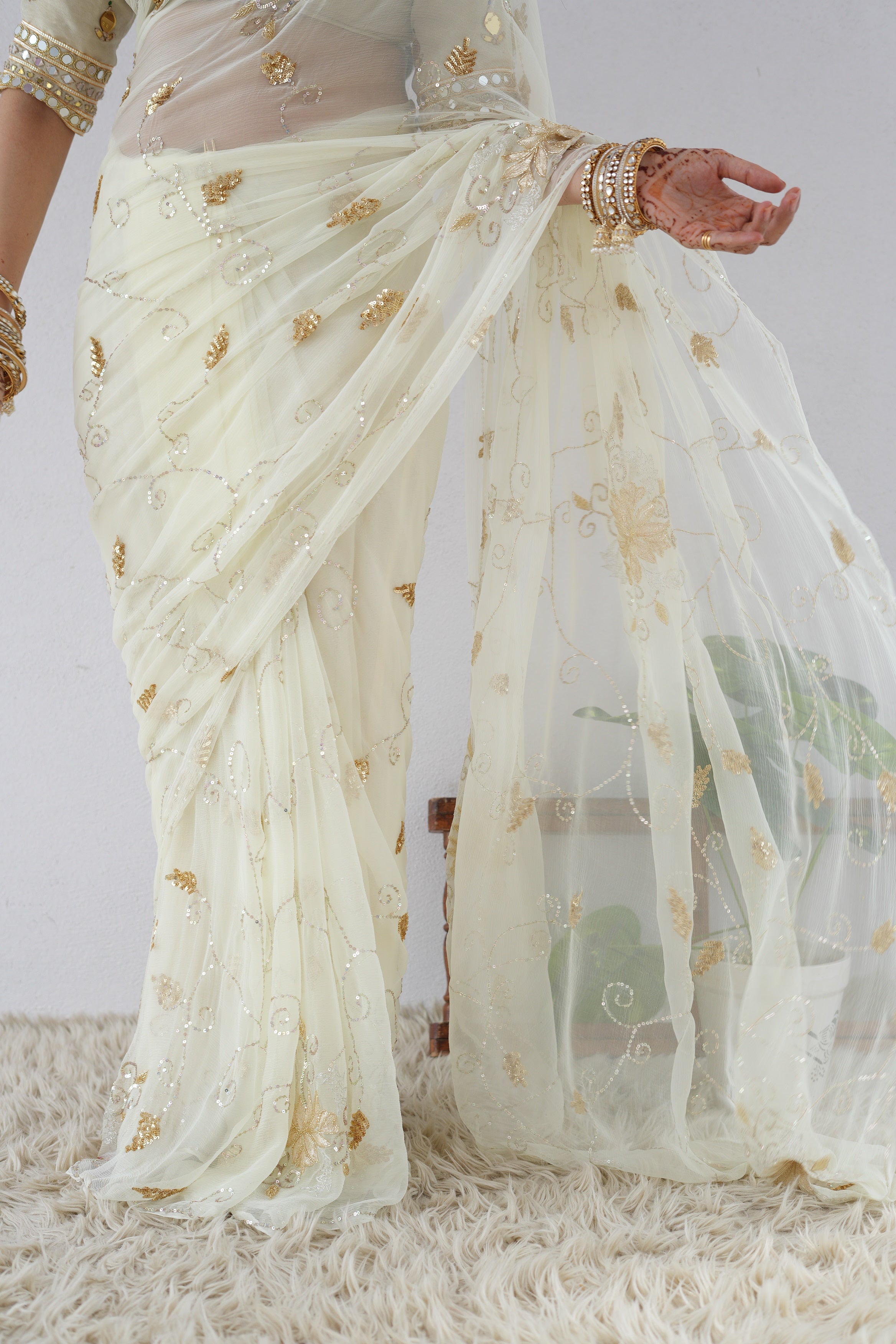 Pure Chiffon Vintage Handwork Saree