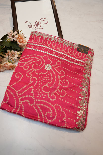 MODAL GAZZI SILK FABIANA DESIGNER SAREE WITH GOTA PATTI WORK ##SR161