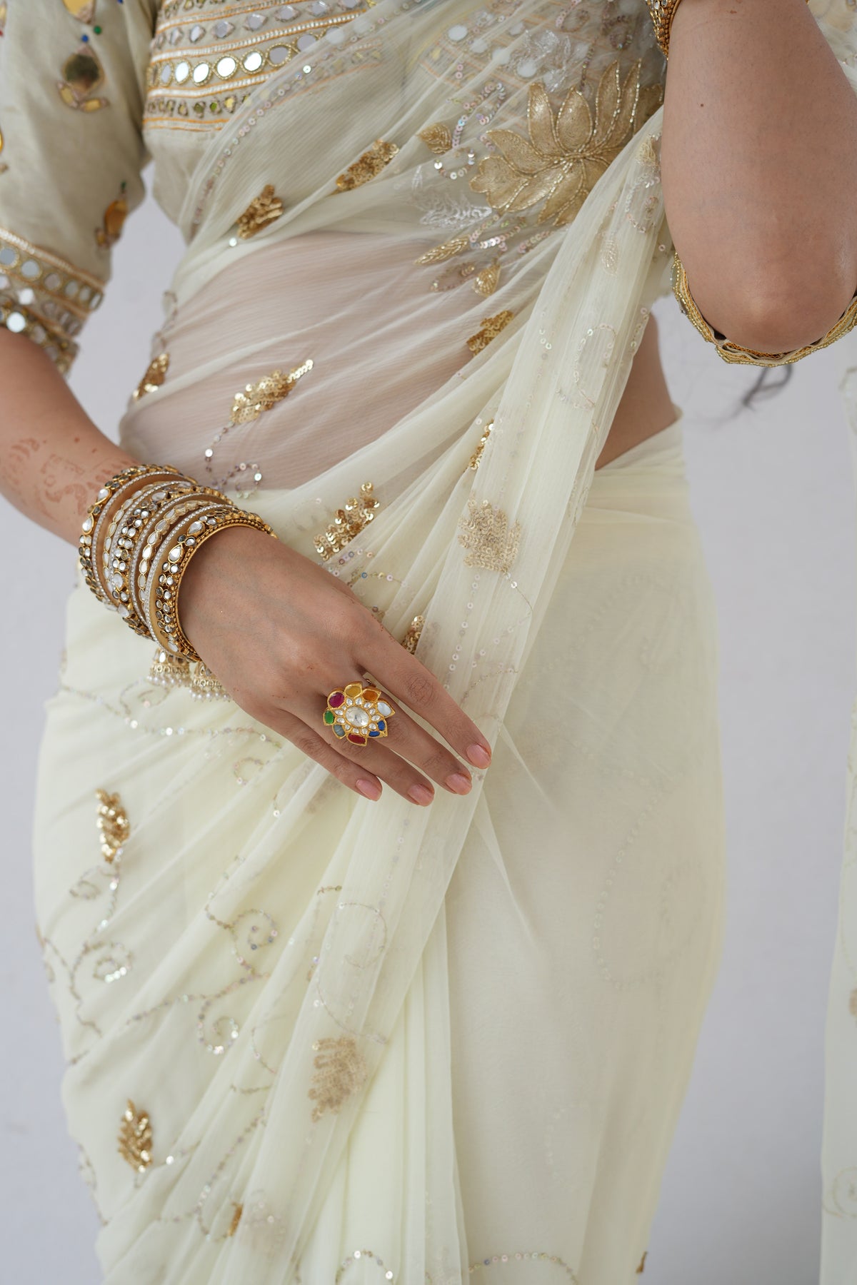 Pure Chiffon Vintage Handwork Saree