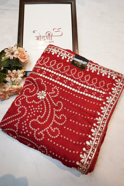 MODAL GAZZI SILK FABIANA DESIGNER SAREE WITH GOTA PATTI WORK ##SR161
