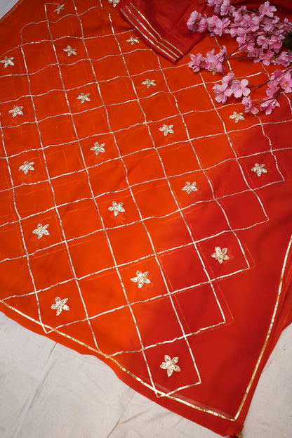 Moss Georgette Saree with Sikhiya Gota Patti Work ##SR001