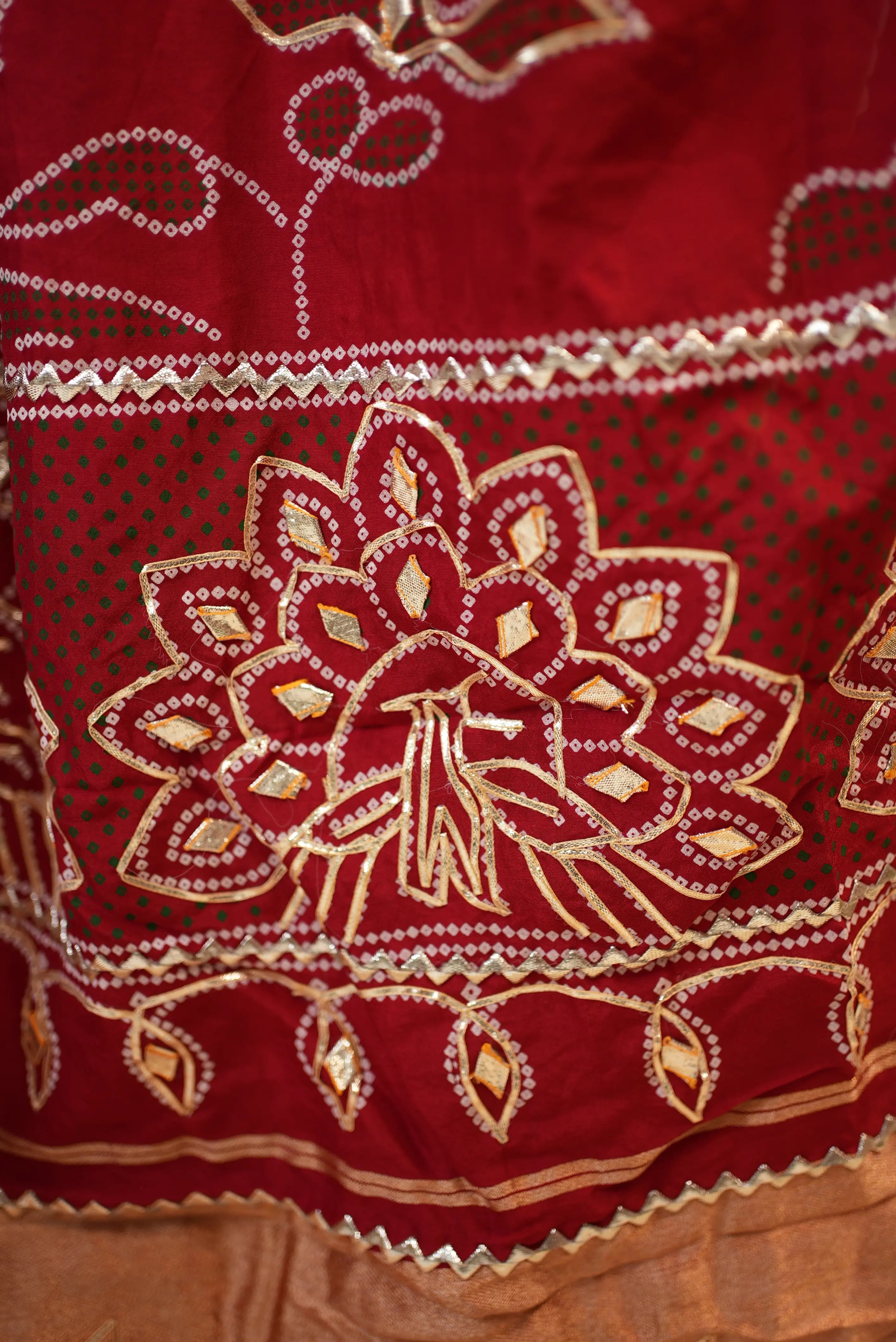 Sekhawati Fancy Pila Handwork Saree With Gota Patti Work ( With Blouse)
