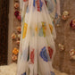 PEACOCK PRINT WHITE BASE MULTICOLOR GEORGETTE FABRIC SAREE WITH MANDALA BANDHANI AND CUTDANA WORK (WITH BLOUSE) ##SR604