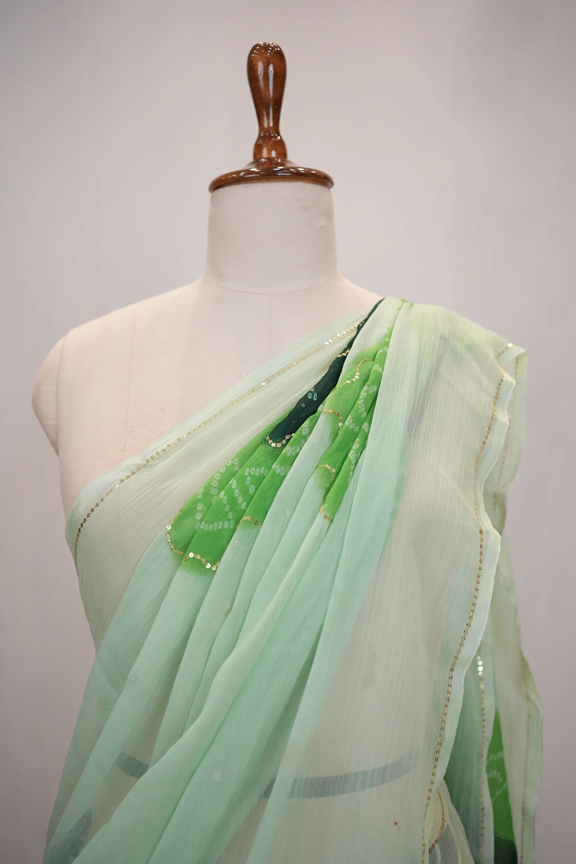 Rajasthani Bandhani Saree with Aari Taari & Sequin Work (Without Blouse)