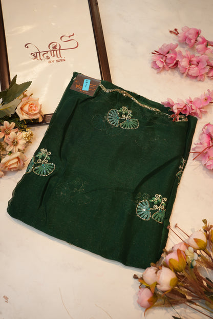 Shimmer Chiffon Sequence with Hand Work Buta and Border ##SR014