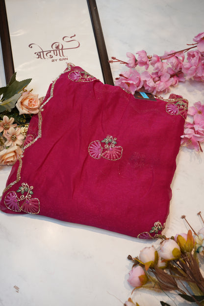 Shimmer Chiffon Sequence with Hand Work Buta and Border ##SR014
