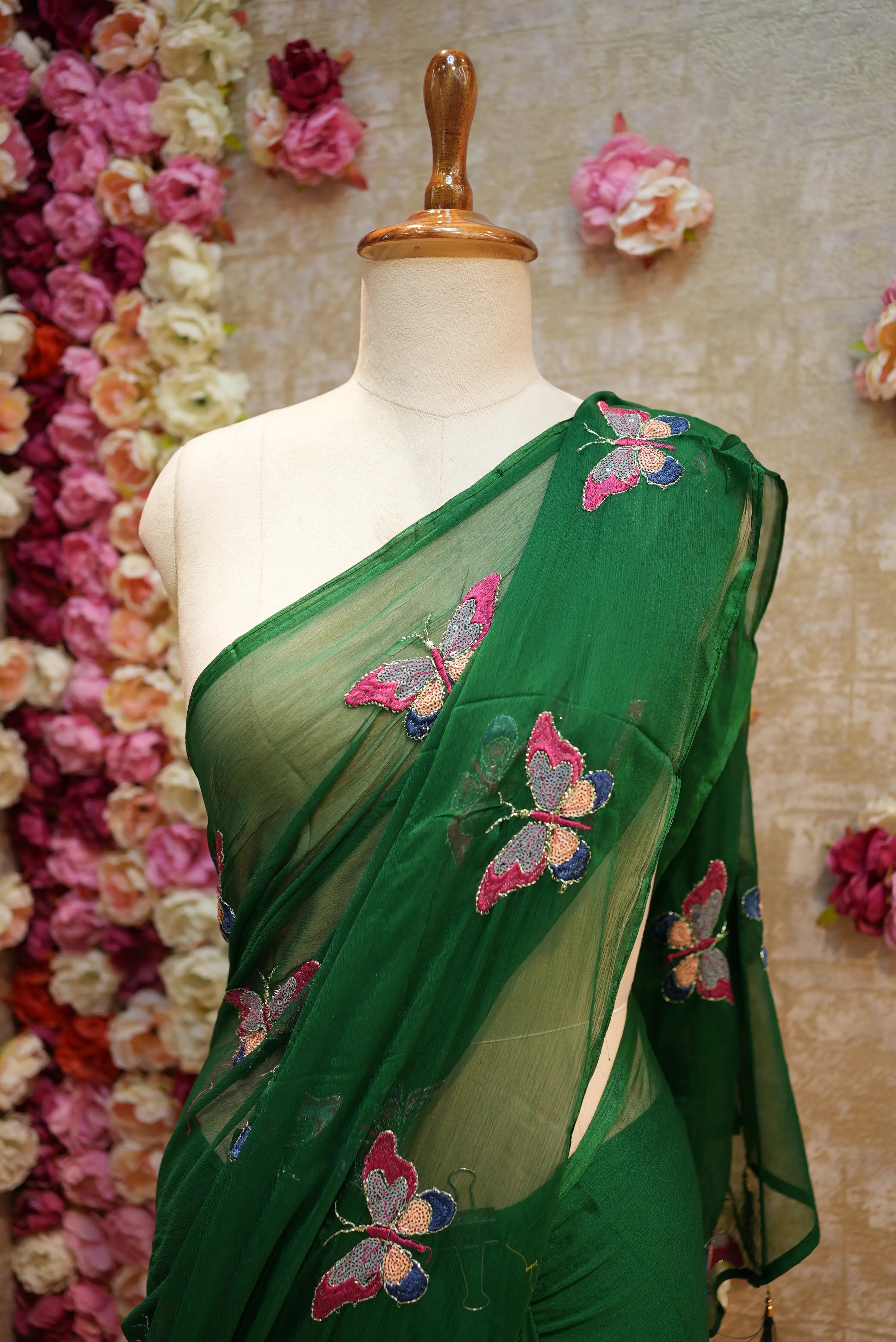 GEORGETTE FABRIC SAREE WITH MULTI SEQUENCE BUTTERFLY BUTTA WORK (WITH BLOUSE)