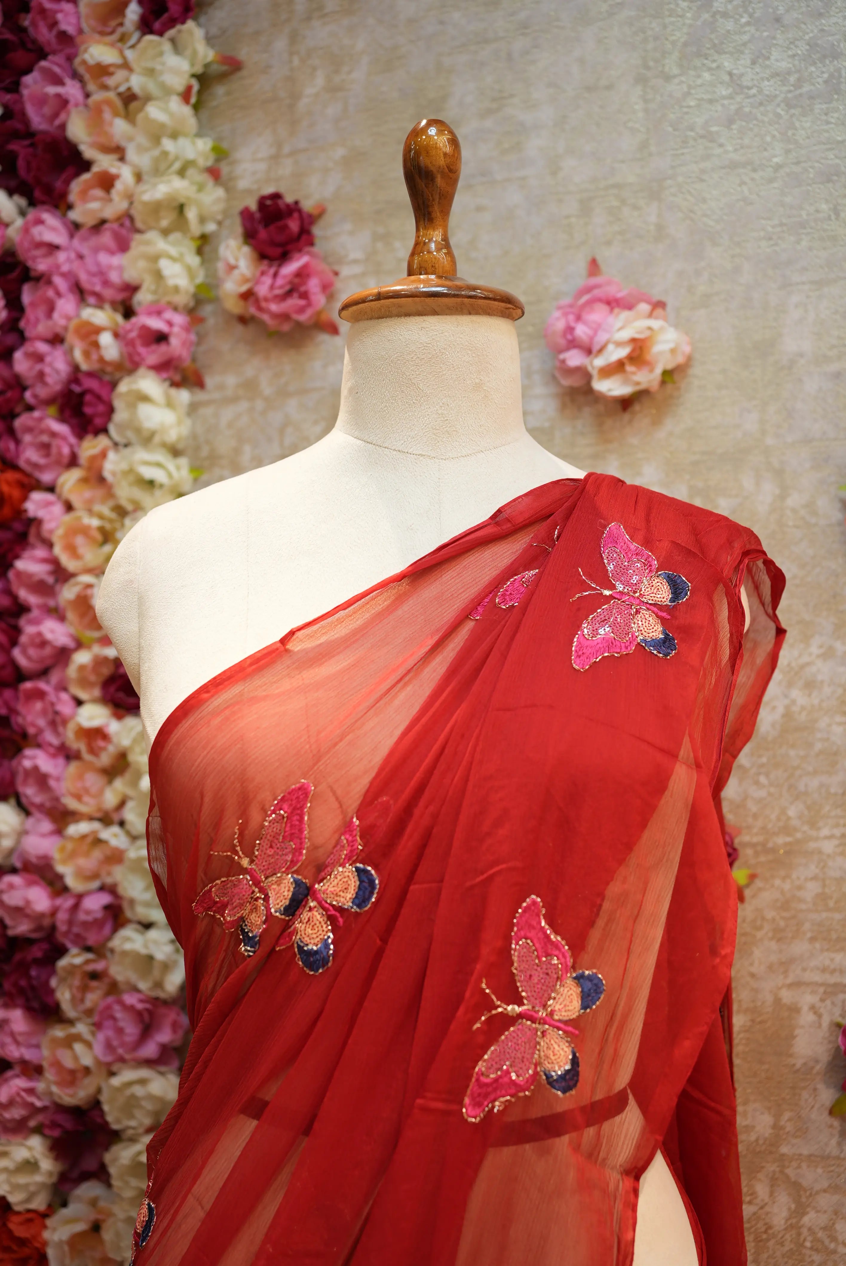 GEORGETTE FABRIC SAREE WITH MULTI SEQUENCE BUTTERFLY BUTTA WORK (WITH BLOUSE)