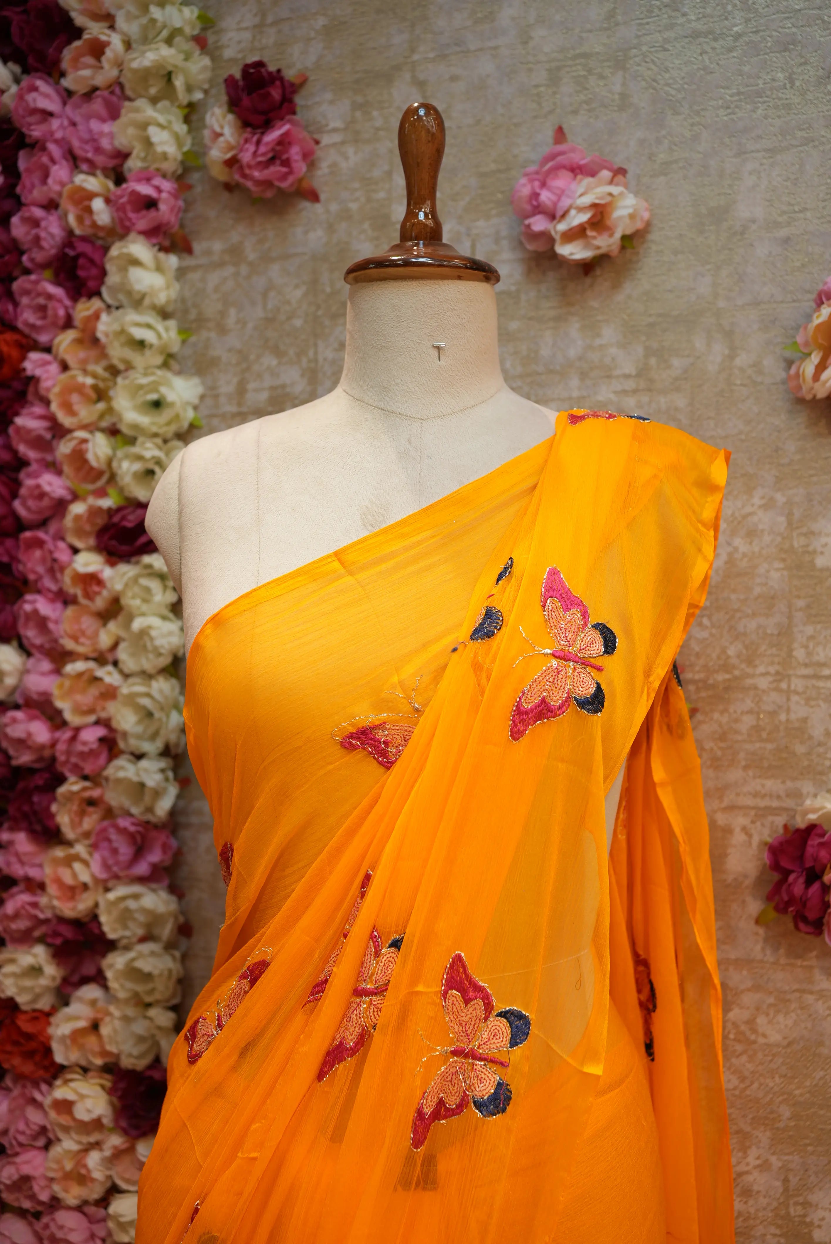 GEORGETTE FABRIC SAREE WITH MULTI SEQUENCE BUTTERFLY BUTTA WORK (WITH BLOUSE)