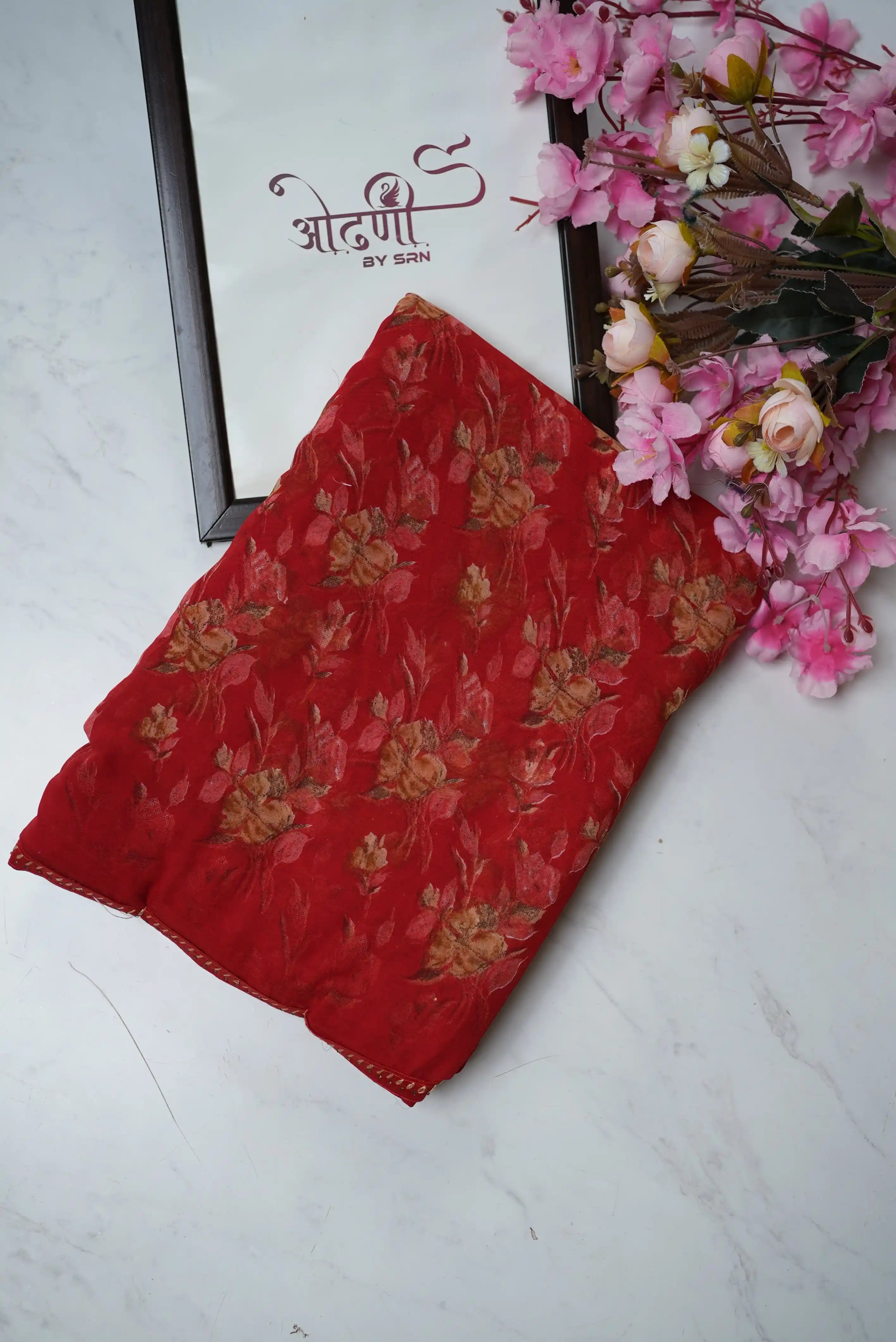 Lightweight Synthetic Saree with Floral Print