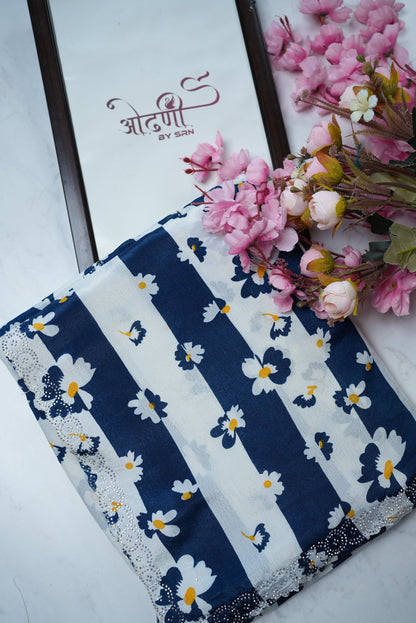 SUMMER SPECIAL ROYAL CHINON FABRIC SAREE WITH FLOWER PRINT ##SR012