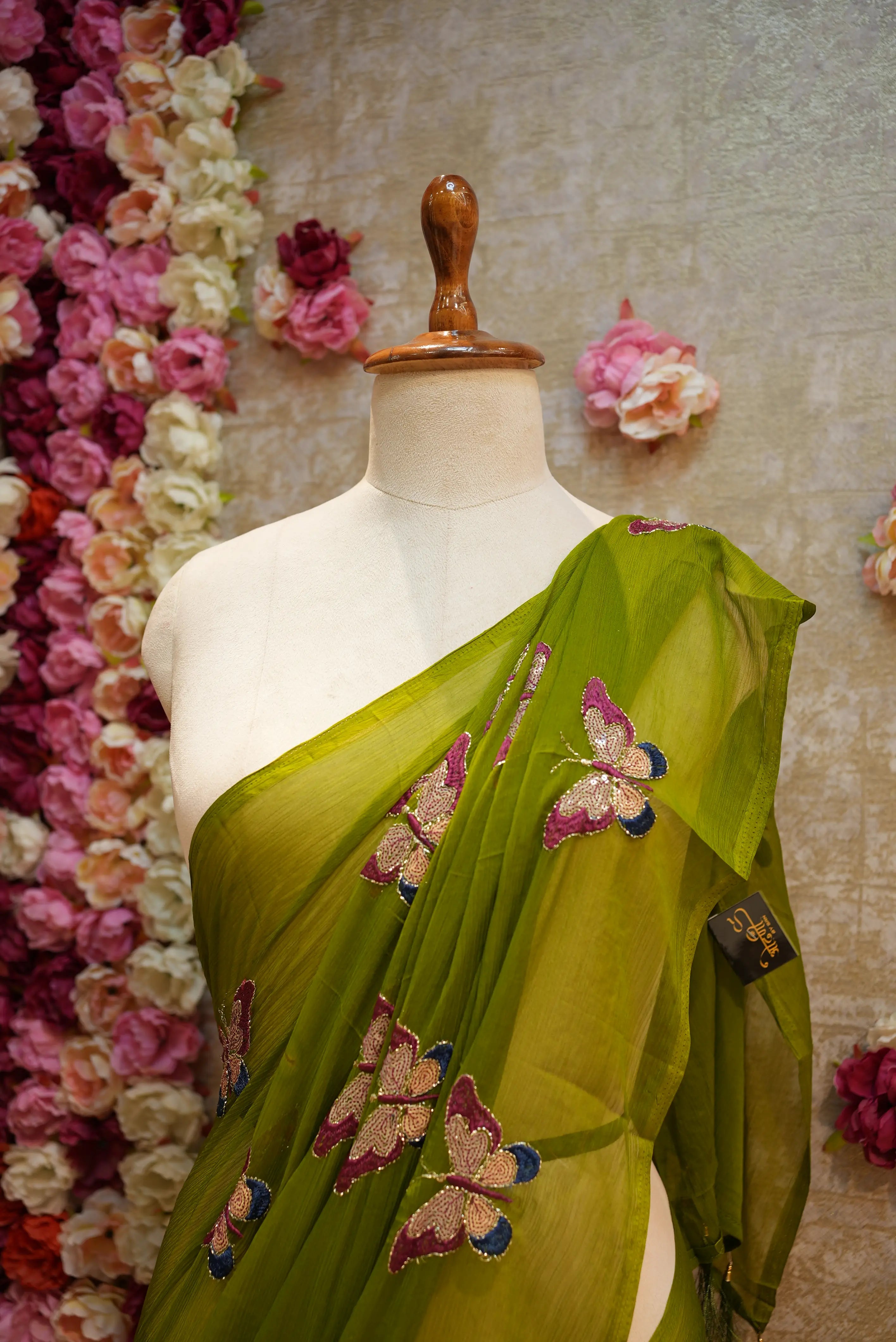 GEORGETTE FABRIC SAREE WITH MULTI SEQUENCE BUTTERFLY BUTTA WORK (WITH BLOUSE)