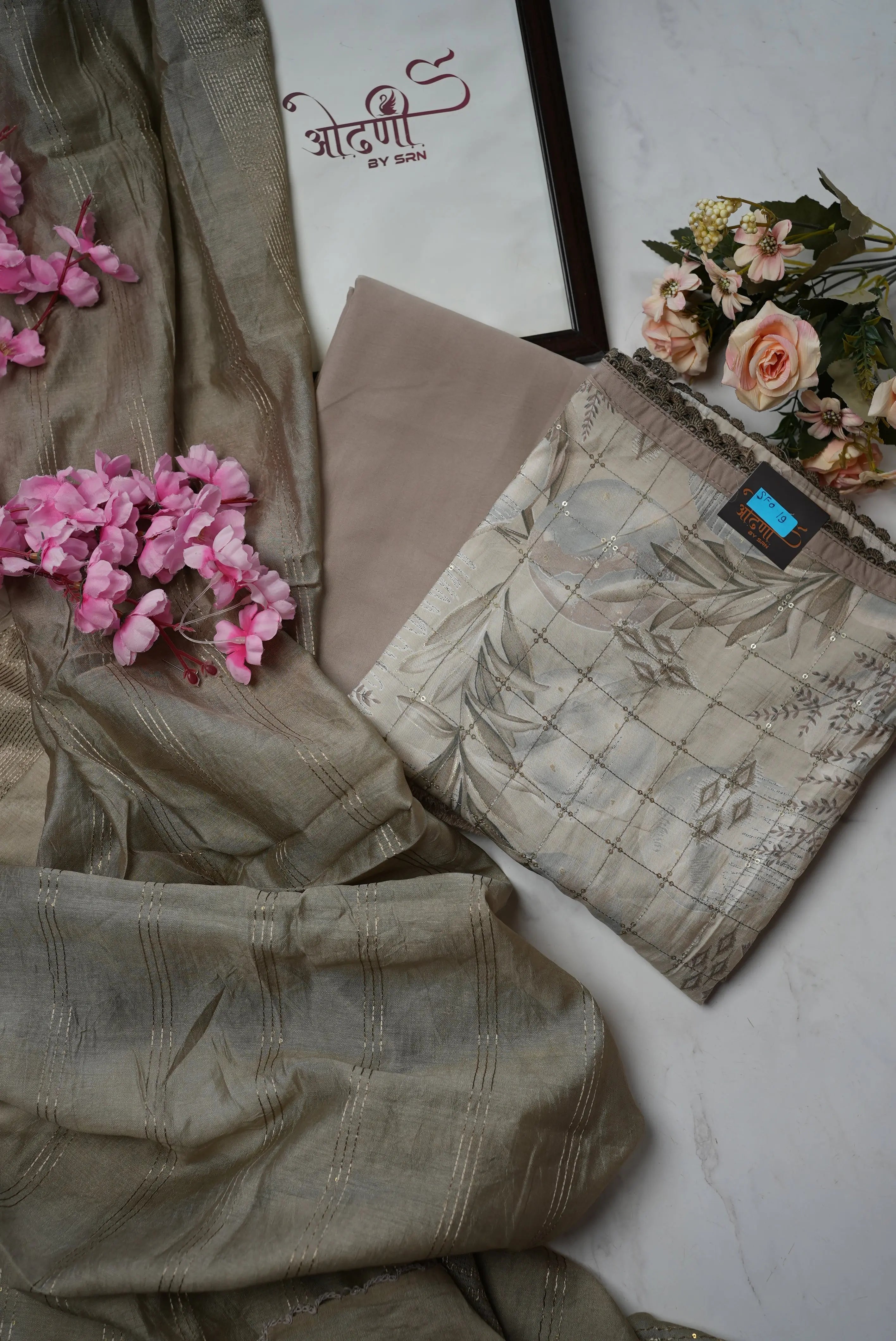 Glaze cotton suit with sequence work & dupatta (UNSTITCHED)