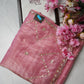 Crush tissue saree with zardoji & mirror work ##SR0140