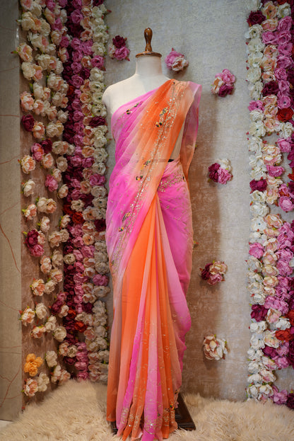 MULTI COLOR ROYAL GEORGETTE FABRIC PEACOCK DESIGN DARBARI SAREE WITH HEAVY JAAL PATTERN (WITHOUT BLOUSE) ##SR455