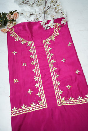 Kachii Gota Patti Handwork Jacket (Unstitched) RANI PINK    ##HB001