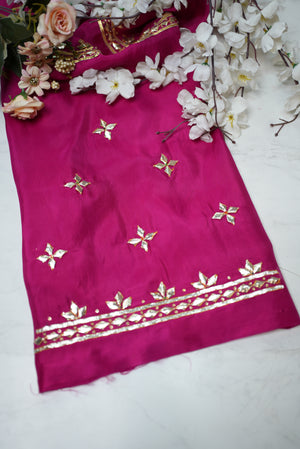 Kachii Gota Patti Handwork Jacket (Unstitched) RANI PINK    ##HB001