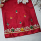 Zardozi Handwork Blouse on Upada Silk Fabric (Unstitched) RED ##HB002