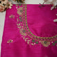 Zardozi Handwork on Raw Silk Fabric (UNSTITCHED) RANI PINK ##HB004