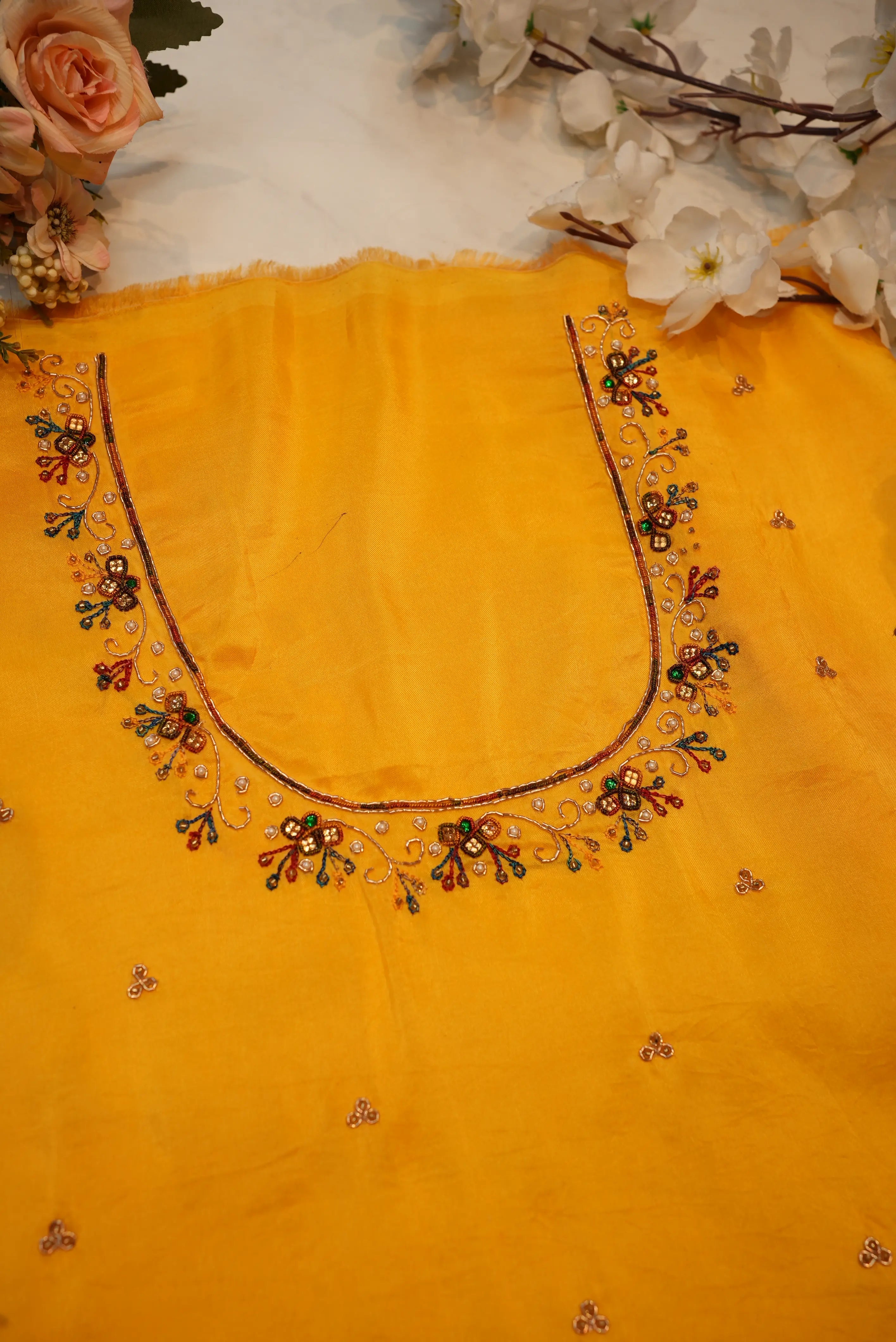 Magam Handwork Blouse on Silk Fabric (Unstitched)
