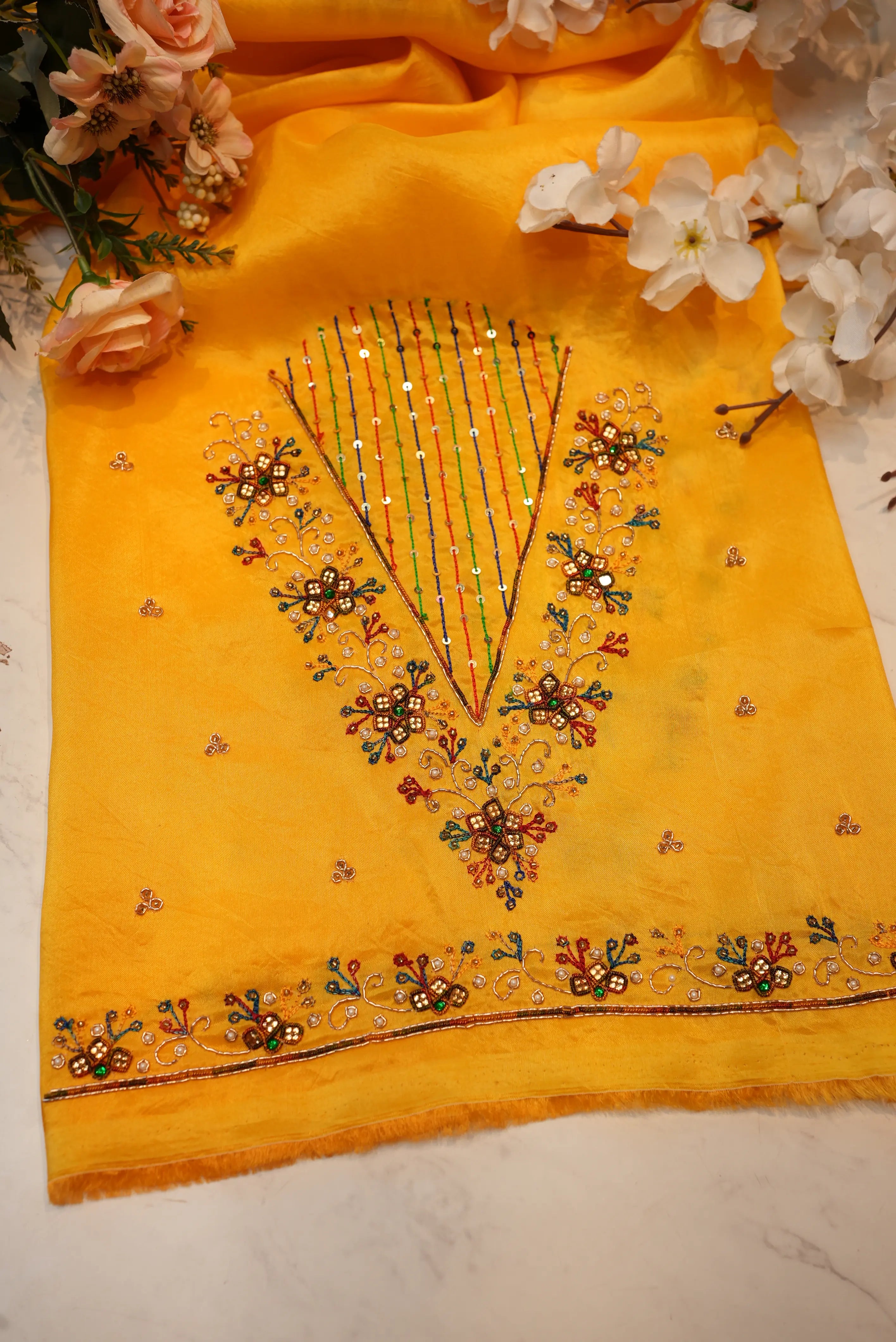 Magam Handwork Blouse on Silk Fabric (Unstitched)
