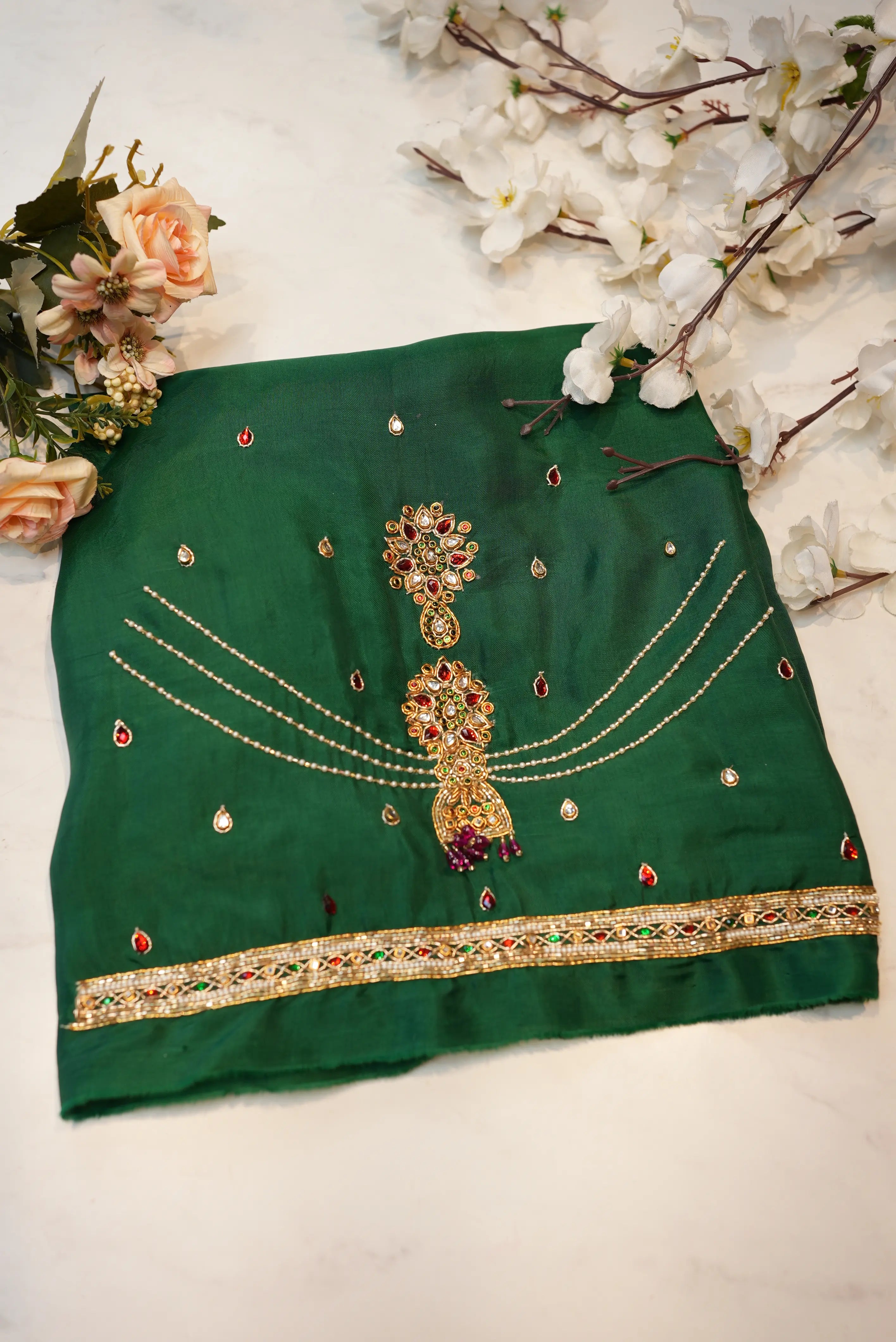 Maggam Handwork Blouse on Silk Fabric (unstitched)