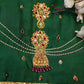 Maggam Handwork Blouse on Silk Fabric (unstitched) GREEN ##HB010