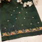 Zardozi Handwork Blouse on Silk Fabric (Unstitched) GREEN ##HB012