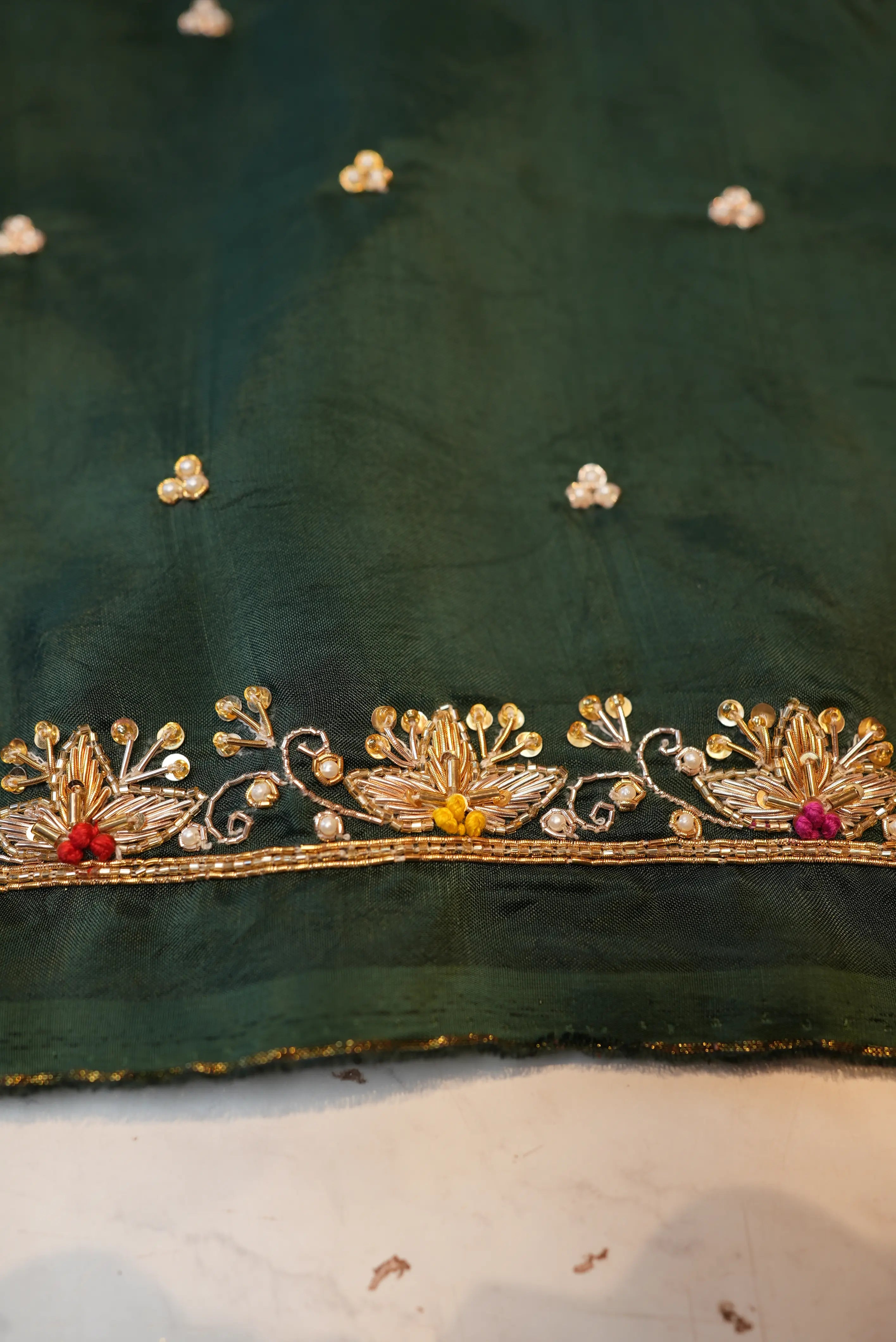 Zardozi Handwork Blouse on Silk Fabric (Unstitched)