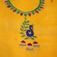MAGGAM HANDWORK BLOUSE ON SILK FABRIC (UNSTITCHED) YELLOW ##HB014